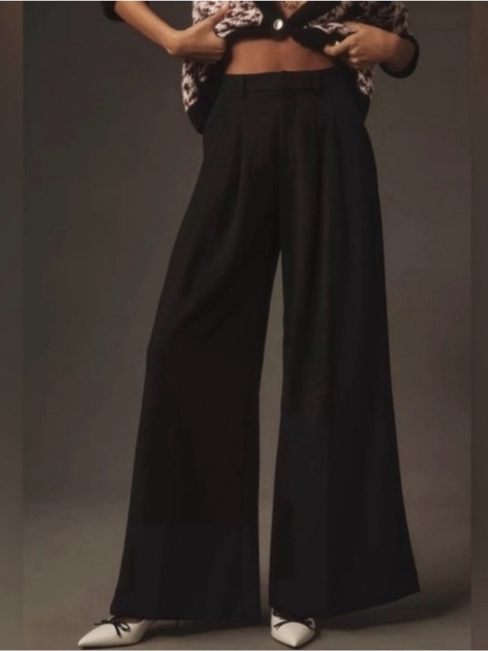 Anthropologie Maeve The Avery Linen Blend Trousers Pants Pleated Slouchy Size 8